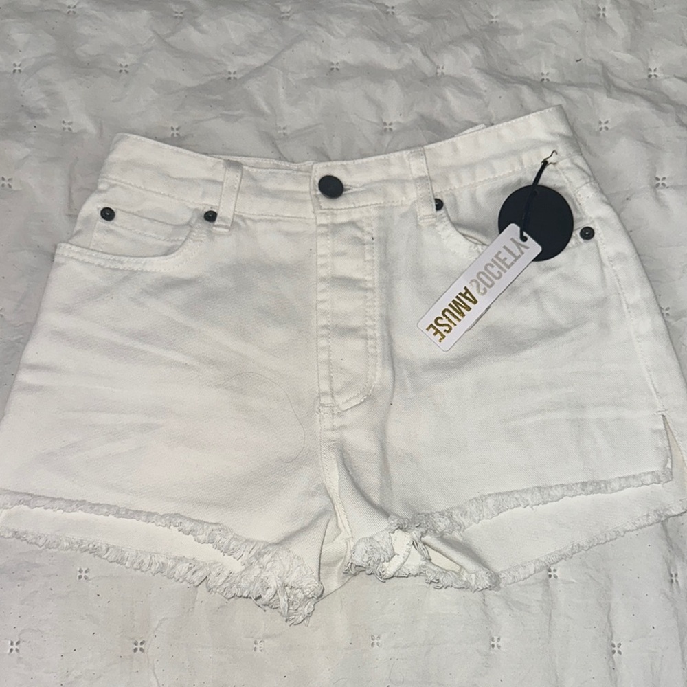 White Denim Shorts - Picture 1 of 7